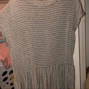 Ginger G Grey and White Striped Flounce T-Shirt
